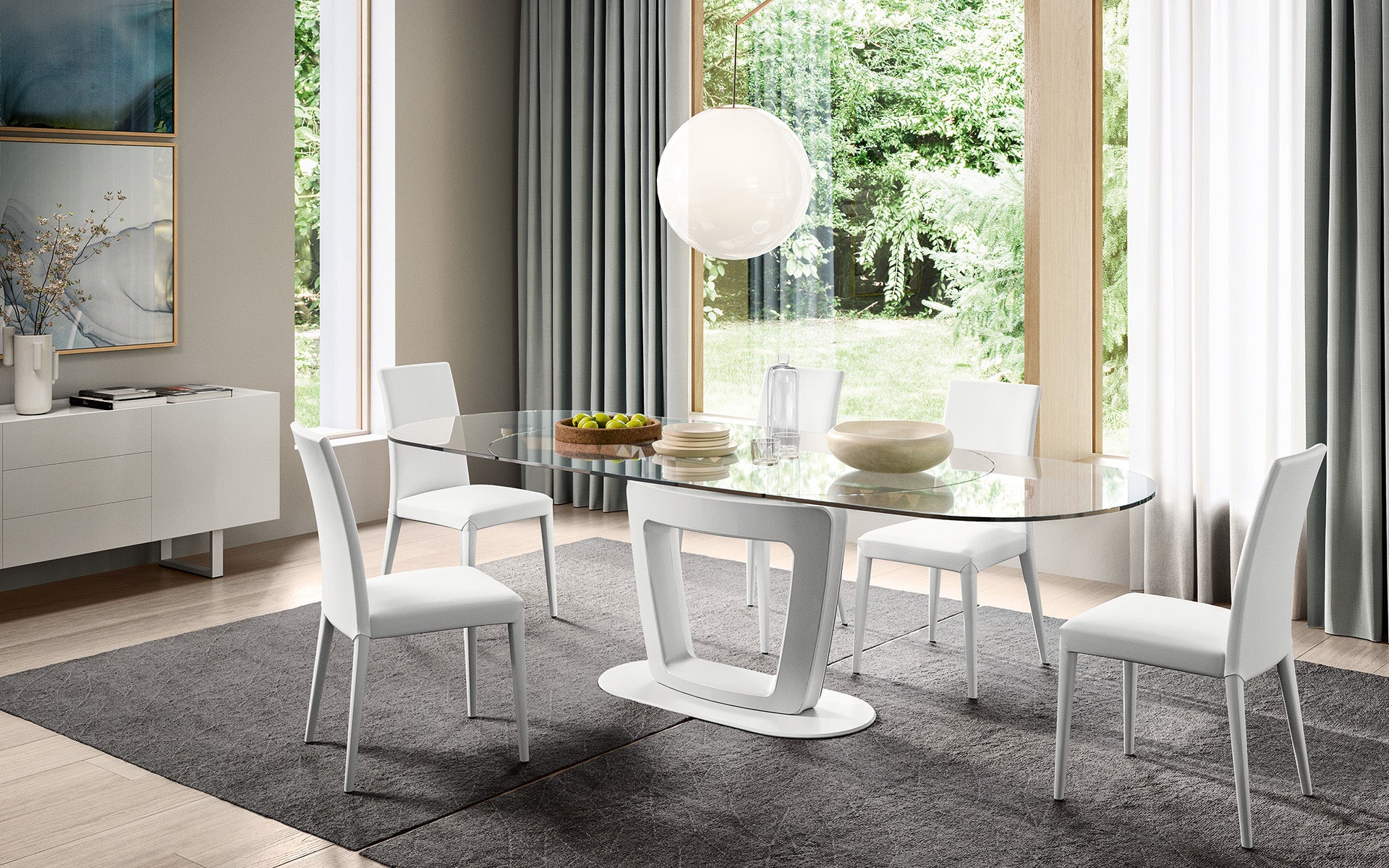Calligaris Orbital CS4145-S 165 extendable dining table, room setting