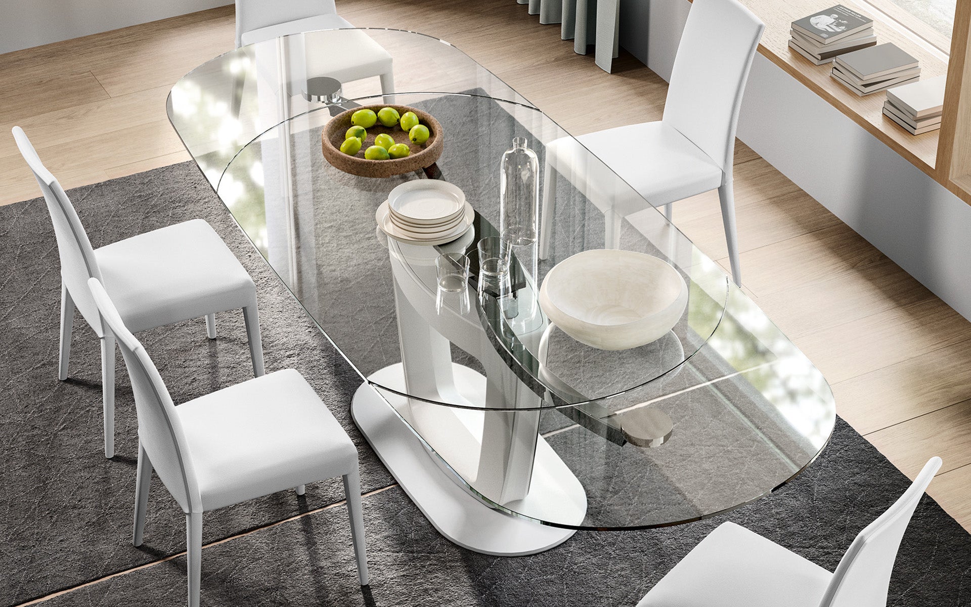 Calligaris Orbital CS4145-S 165 extendable dining table, room setting
