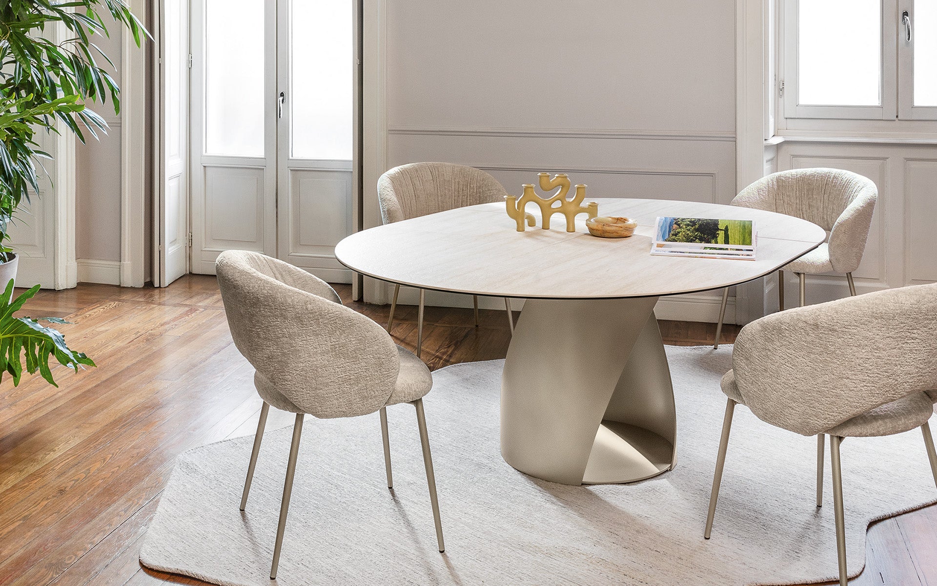 Calligaris Cyclone CS4155-D 140 extendable dining table, room setting
