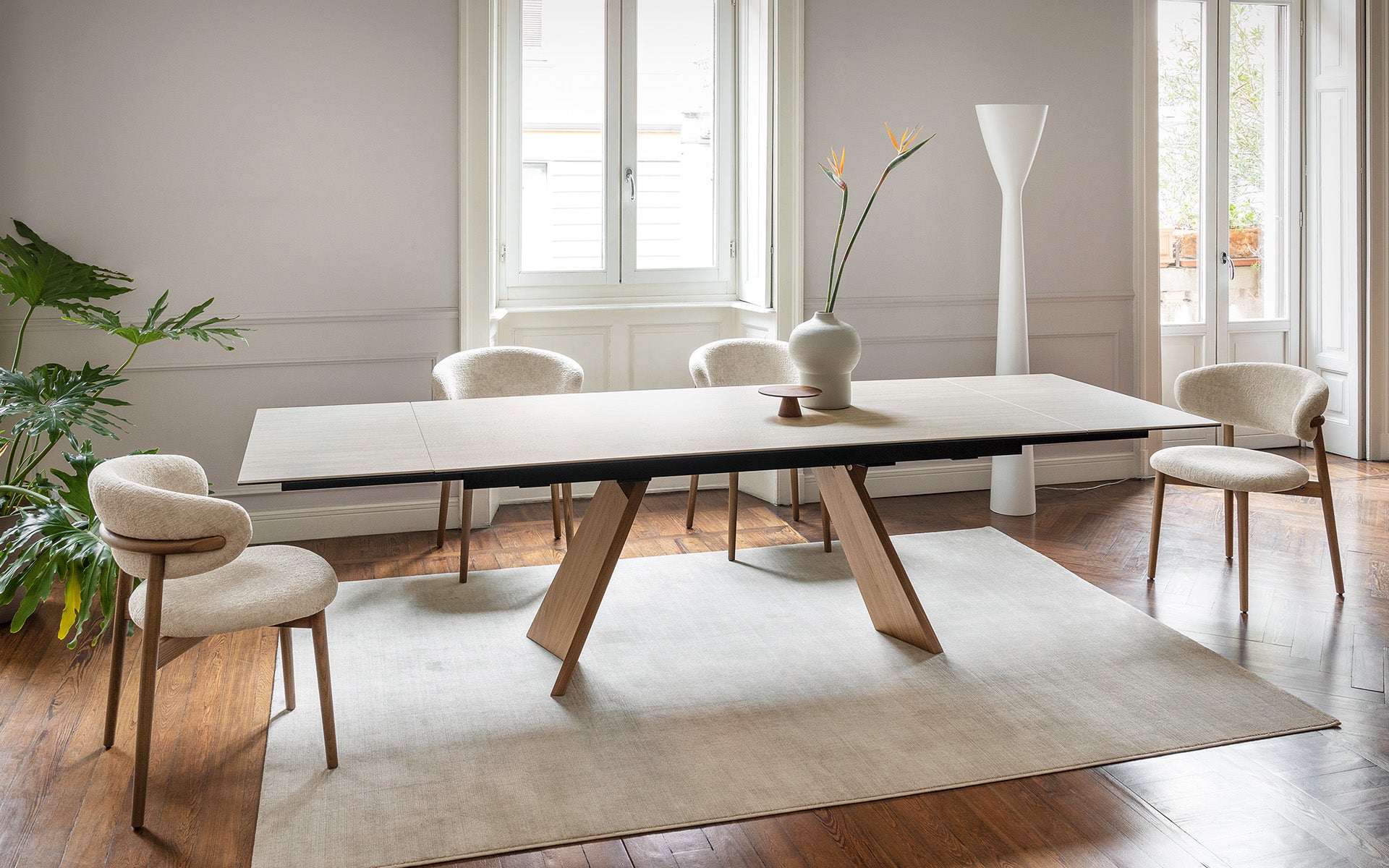 Calligaris Icaro CS4114-R 160 extendable dining table, room setting