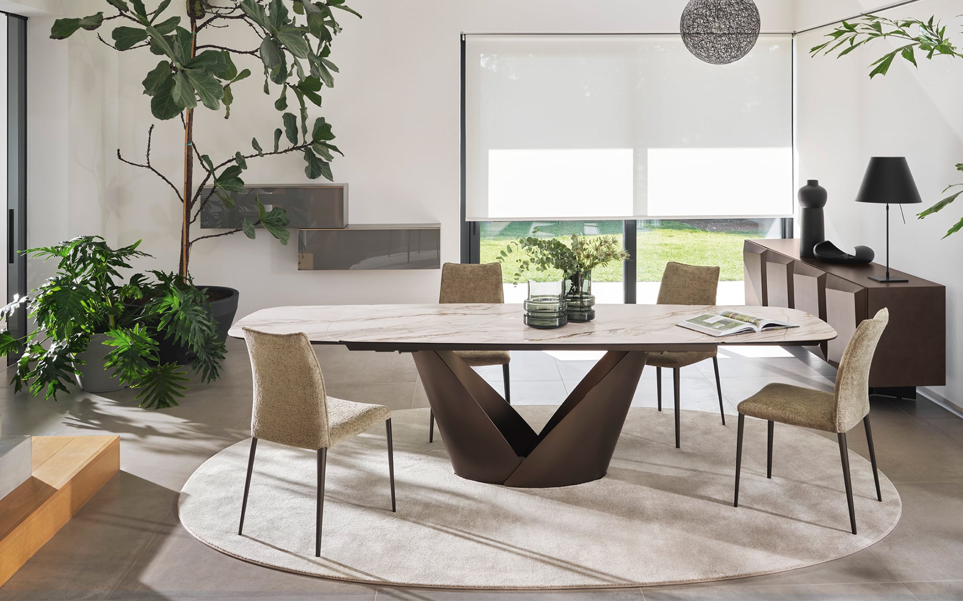 Calligaris Calla CS4159-S 165 extendable dining table, room setting