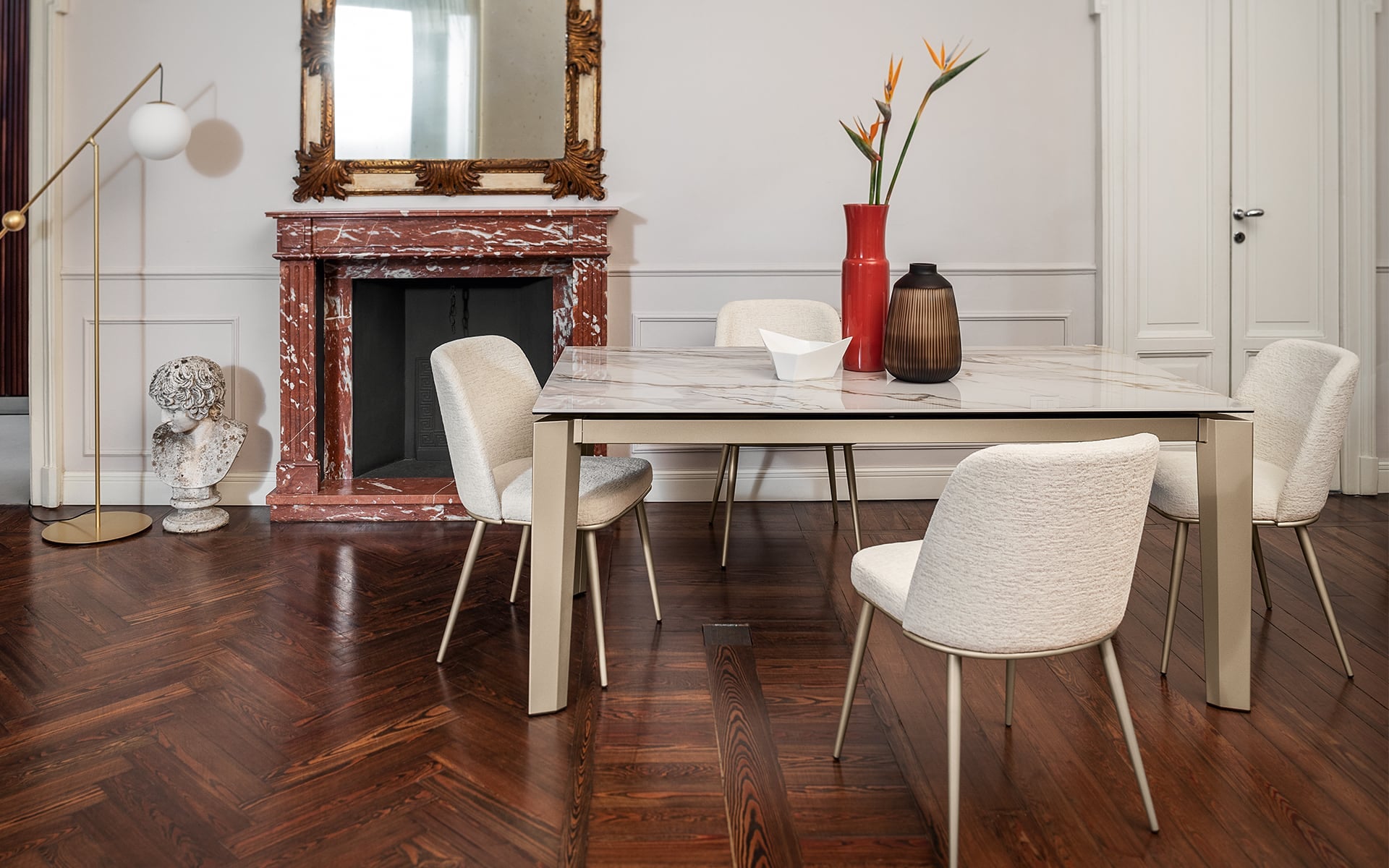 Calligaris Delta CS4097-R 180 extendable dining table, room setting