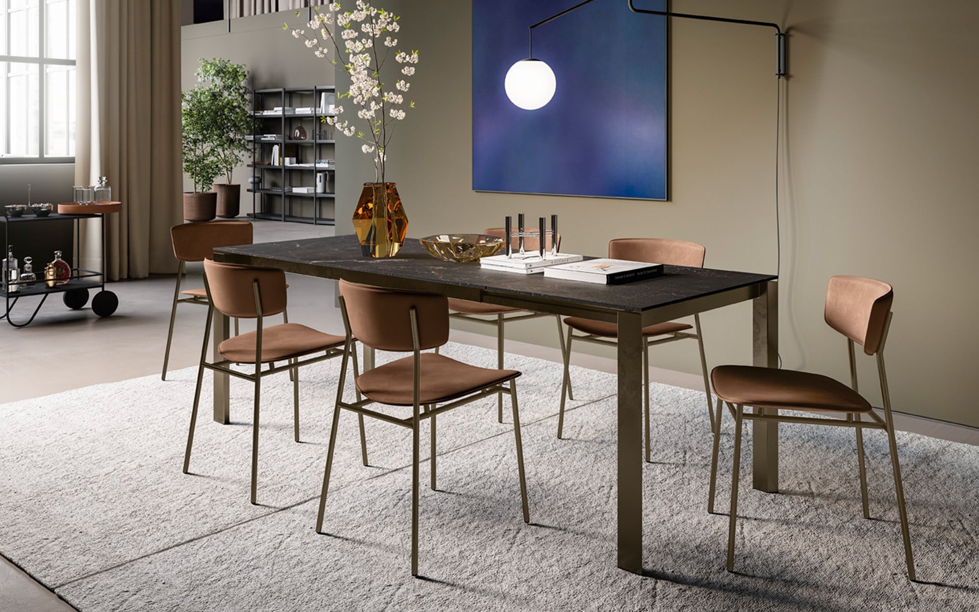 Calligaris Duca CS4089-R 130 extendable dining table, room setting