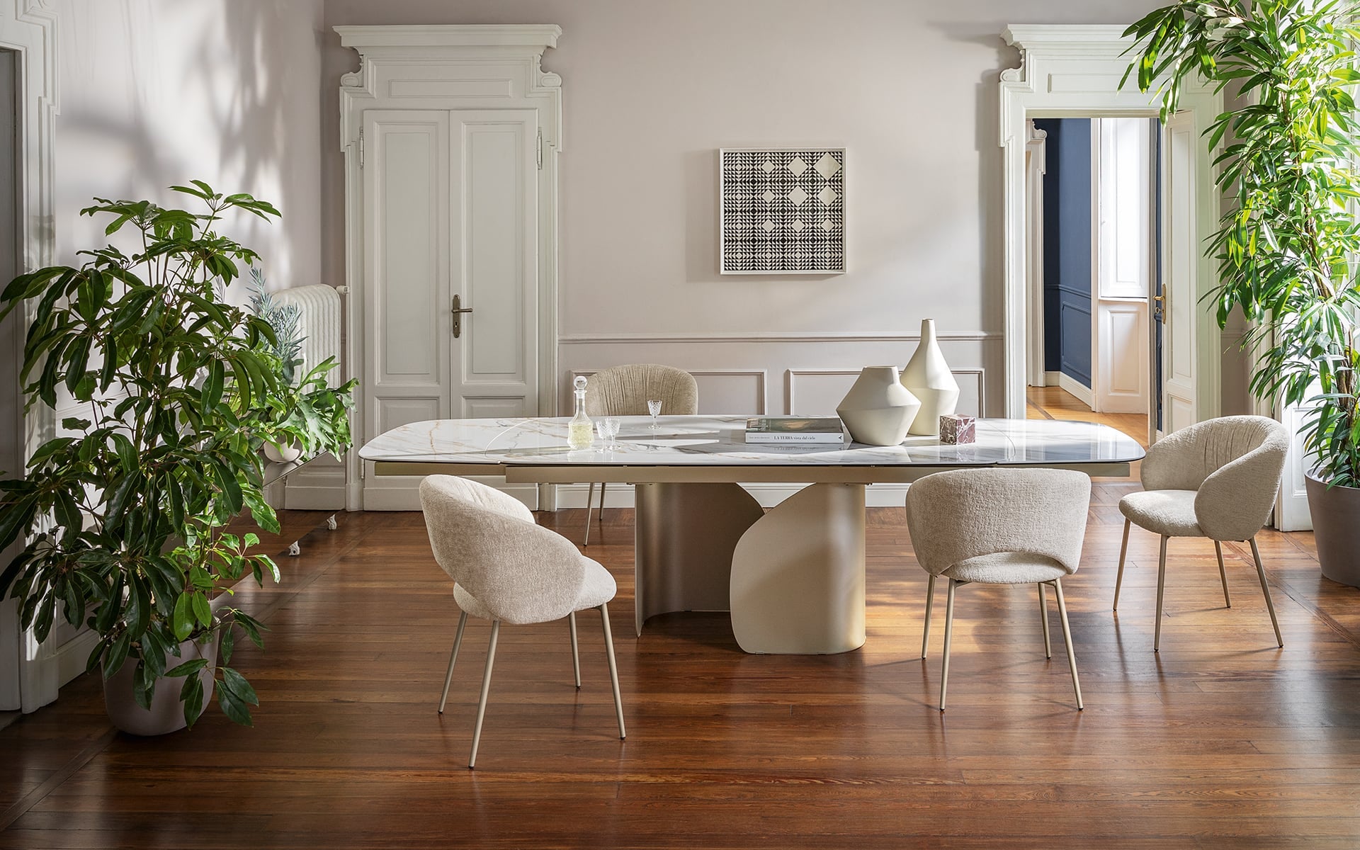 Calligaris Twins CS4153-S 200 extendable dining table, room setting