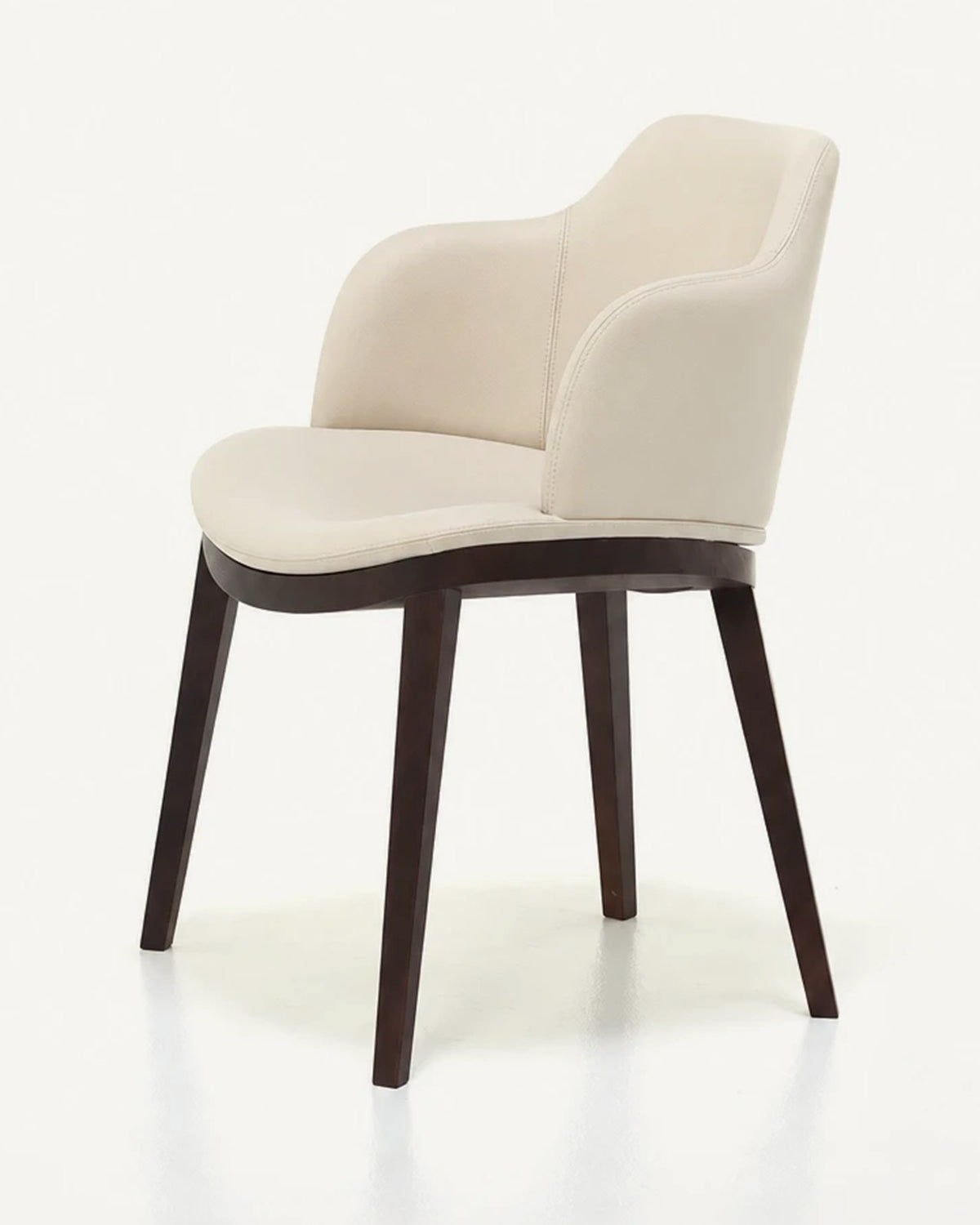Peressini Glamour armchair in cream upholstery with dark wood legs