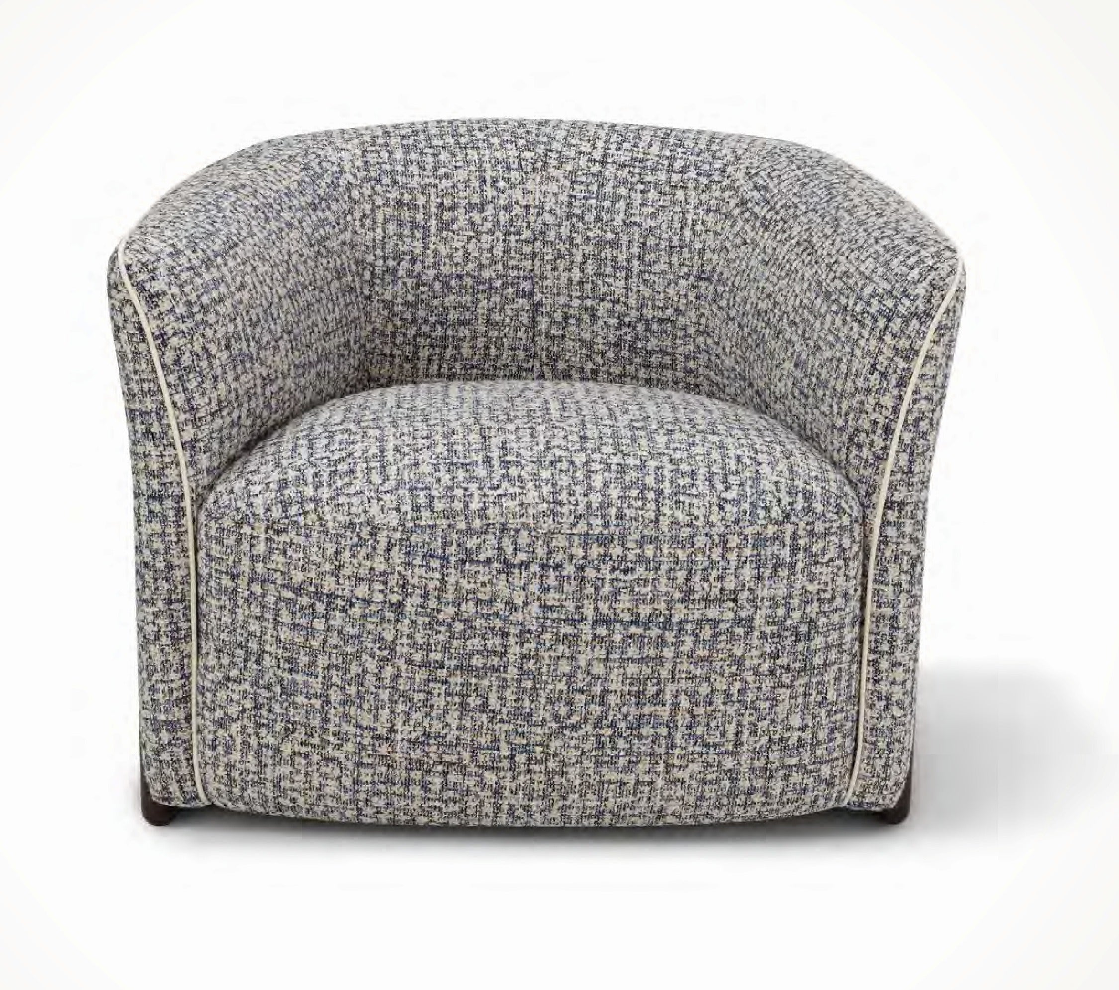 Celestia i976 armchair by Incanto in textured fabric with contrast piping, front view
