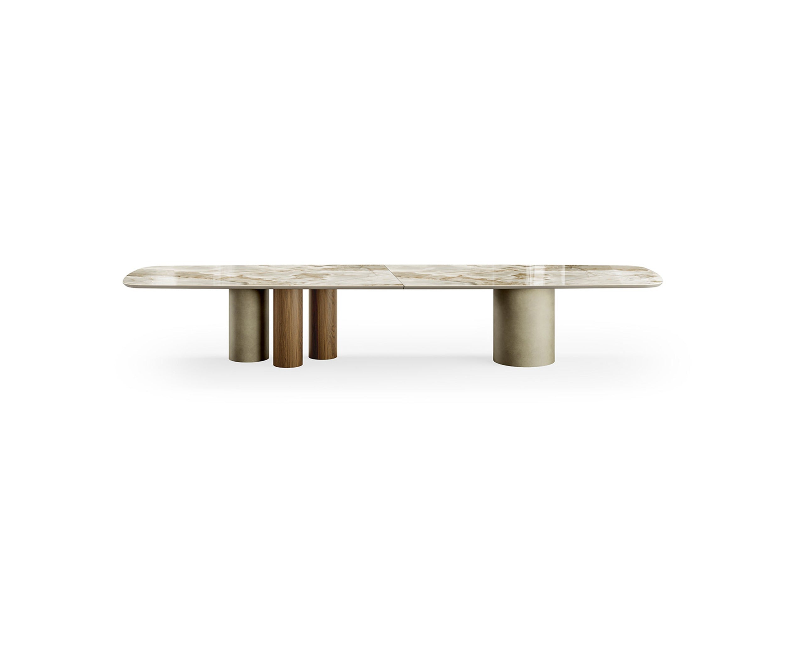 Cilindro Mix Ceramic Prime XL dining table by eforma, 181.1" long version with four cylinder bases