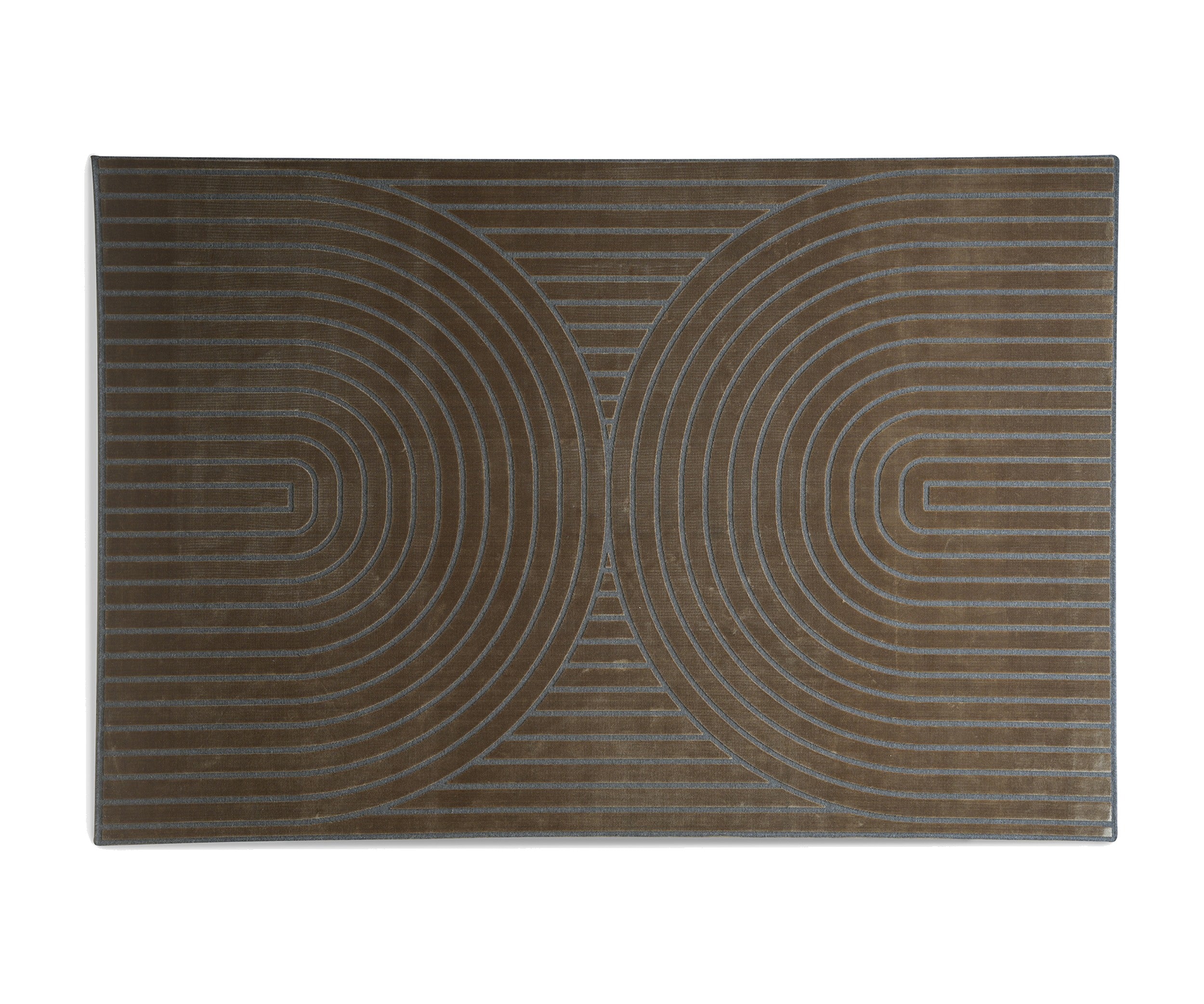 Mirage rug by Calligaris in Grey/Camel Brown, top view