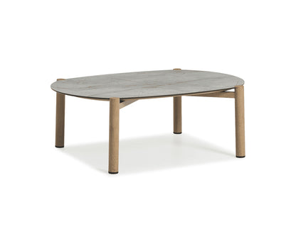 Sabbia outdoor coffee table by Couture Jardin in oak finish