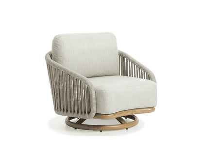 Sabbia outdoor swivel armchair by Couture Jardin in oak finish