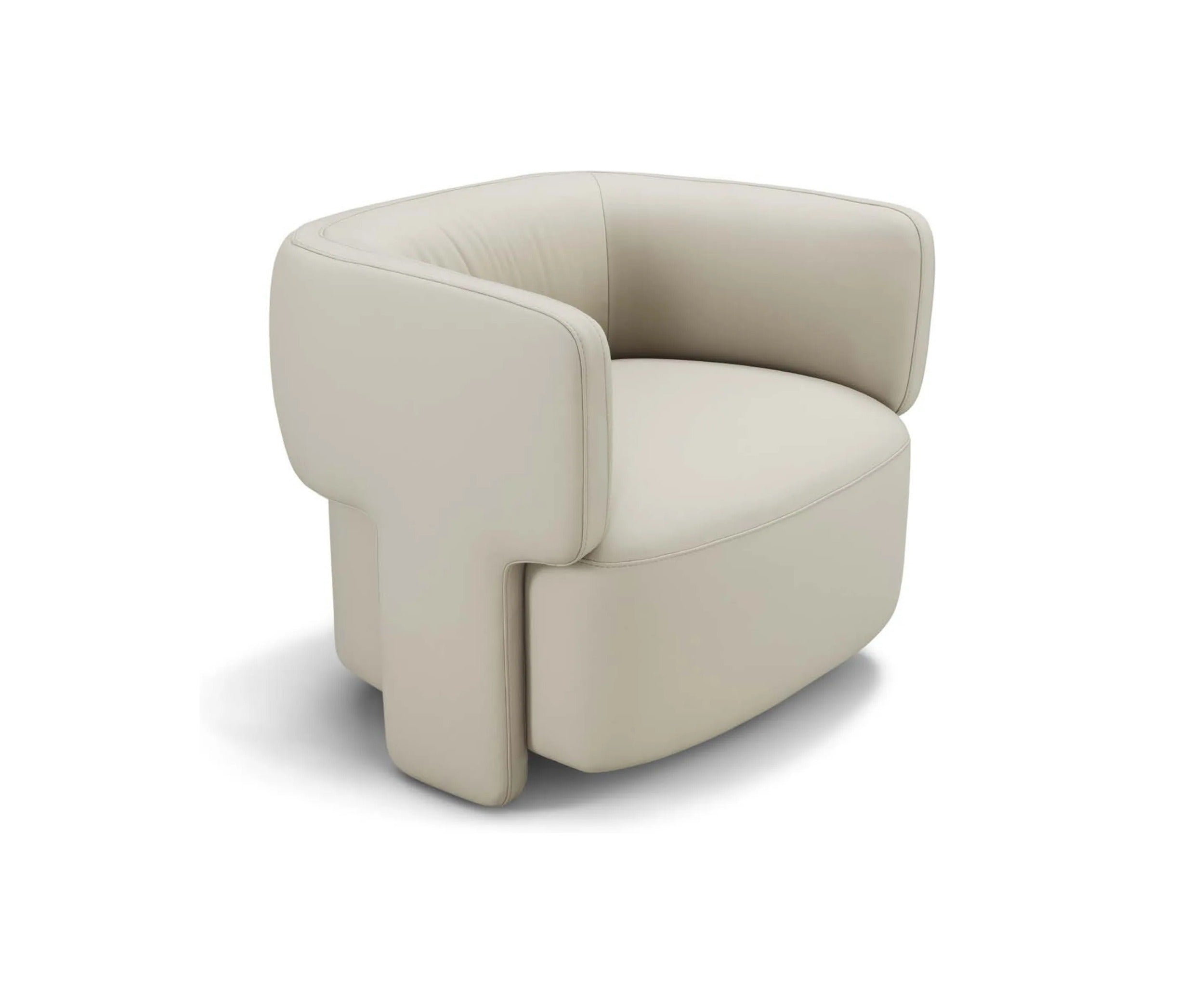 Sibilla i980 armchair by Incanto in light leather, three-quarter view